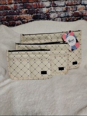 Periea Set of 3 Purse Handbag Travel Organizers -Black Dots